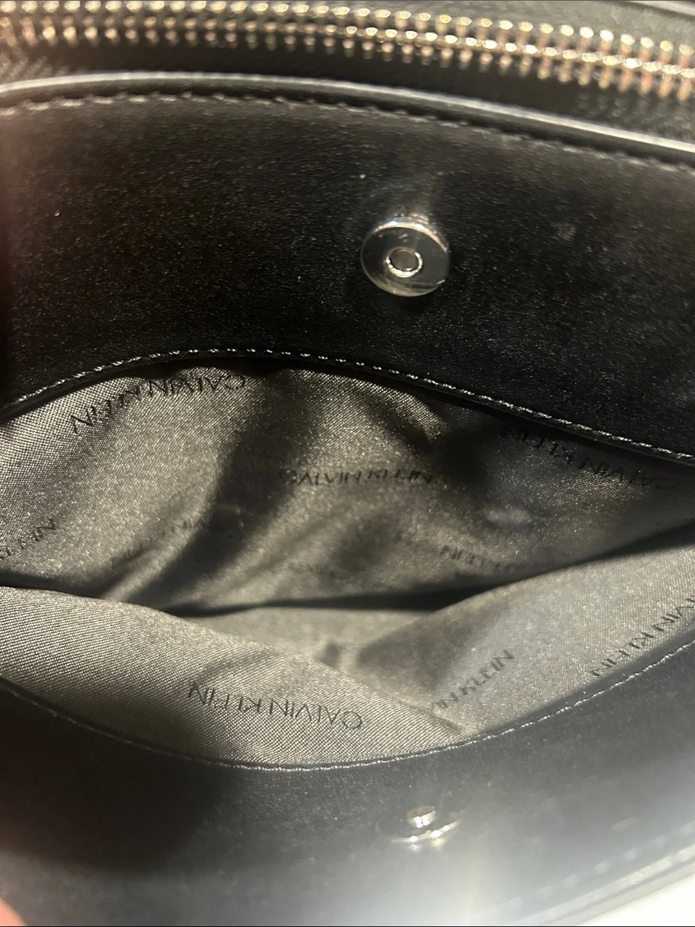 Calvin Klein Black Leather Crossbody Bag with Card Wallet